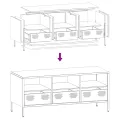 Meuble TV rose 101,5x39x43,5 cm acier laminé à froid