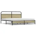 Cadre de lit en métal sans matelas chêne sonoma 180x200 cm