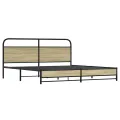 Cadre de lit en métal sans matelas chêne sonoma 180x200 cm