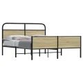 Cadre de lit en métal sans matelas chêne sonoma 160x200 cm
