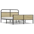 Cadre de lit en métal sans matelas chêne sonoma 160x200 cm