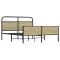 Cadre de lit en métal sans matelas chêne sonoma 160x200 cm