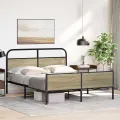 Cadre de lit en métal sans matelas chêne sonoma 160x200 cm