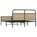Cadre de lit en métal sans matelas chêne sonoma 160x200 cm