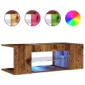 Meuble TV avec lumières LED vieux bois bois d'ingénierie