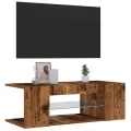 Meuble TV avec lumières LED vieux bois bois d'ingénierie