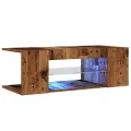 Meuble TV avec lumières LED vieux bois bois d'ingénierie