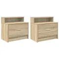 Tables de chevet avec tiroir 2 pcs chêne sonoma 51x31x47 cm
