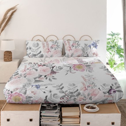 Drap HappyFriday Delicate bouquet Multicouleur 240 x 270 cm 2