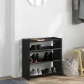 Étagère à chaussures noir 60x25x62 cm bois d'ingénierie