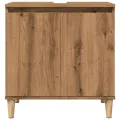 Armoire d'évier chêne artisanal 58x33x60 cm bois d'ingénierie