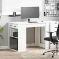 Bureau avec tiroir et étagère blanc bois d'ingénierie