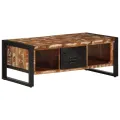 Table basse multicolore 90x50x36 cm bois de récupération massif