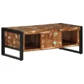 Table basse multicolore 90x50x36 cm bois de récupération massif