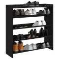 Étagère à chaussures noir 80x25x81 cm bois d'ingénierie