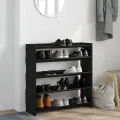 Étagère à chaussures noir 80x25x81 cm bois d'ingénierie