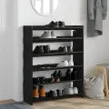 Étagère à chaussures noir 80x25x100 cm bois d'ingénierie
