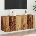 Meuble TV mural vieux bois 100x30x41 cm