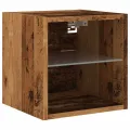 Meuble TV mural avec lumières LED vieux bois 30x28,5x30 cm