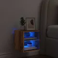 Meuble TV mural avec lumières LED vieux bois 30x28,5x30 cm