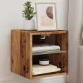 Meuble TV mural avec lumières LED vieux bois 30x28,5x30 cm
