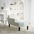 Fauteuil long et coussin et accoudoir droit gris clair velours