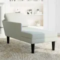 Fauteuil long et coussin et accoudoir droit gris clair velours