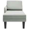 Fauteuil long et coussin et accoudoir droit gris clair velours