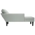 Fauteuil long et coussin et accoudoir droit gris clair velours