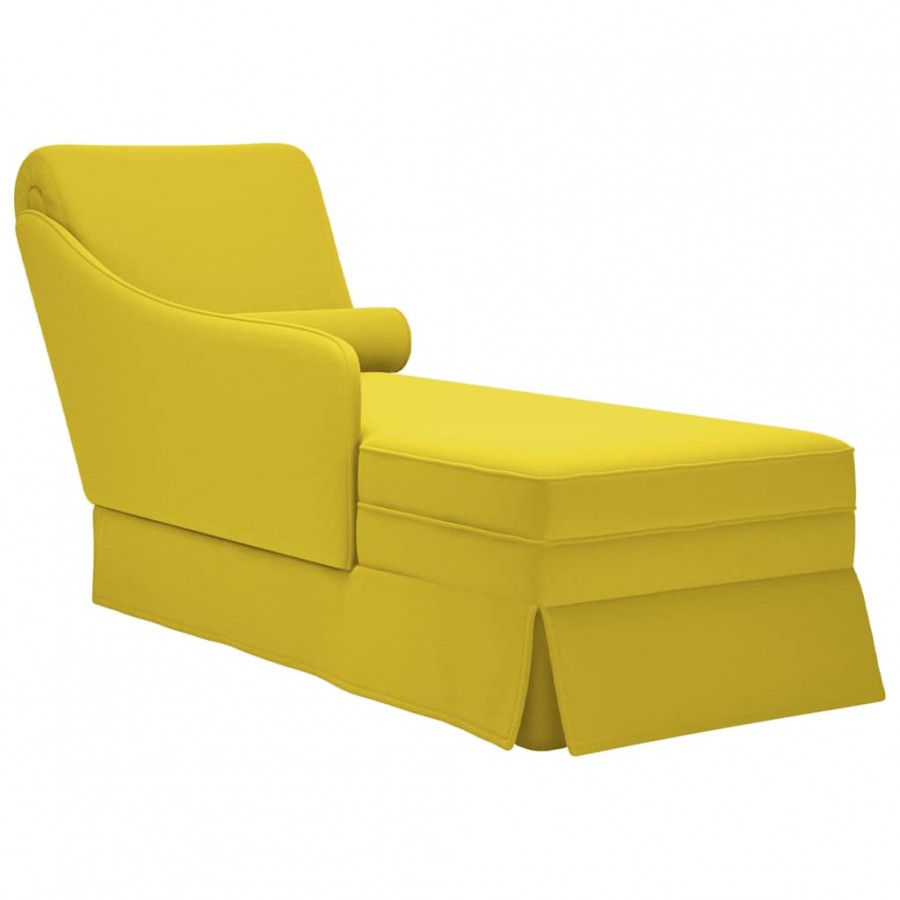 Fauteuil long avec traversin et accoudoir droit jaune velours