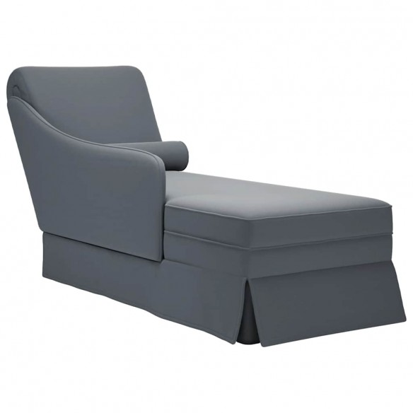 Fauteuil long et traversin accoudoir droit gris foncé velours