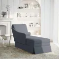 Fauteuil long et traversin accoudoir droit gris foncé velours