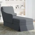 Fauteuil long et traversin accoudoir droit gris foncé velours