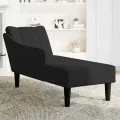 Fauteuil long avec accoudoir droit noir velours