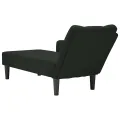 Fauteuil long avec accoudoir droit noir velours
