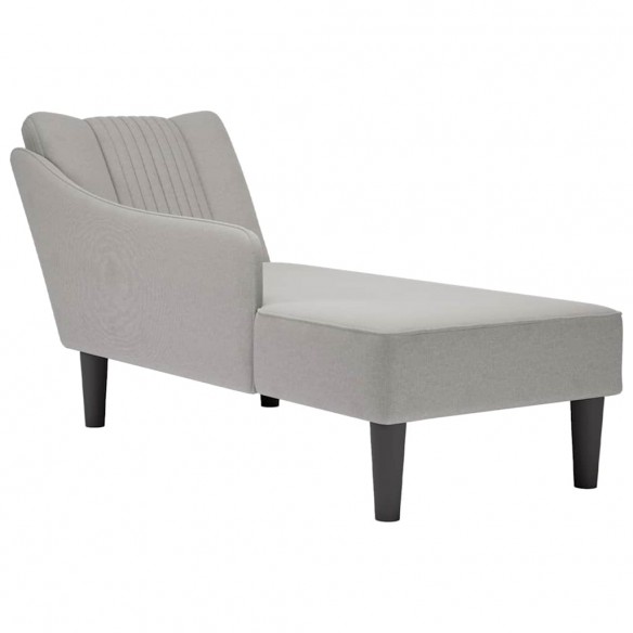 Fauteuil long avec accoudoir droit gris nuage tissu