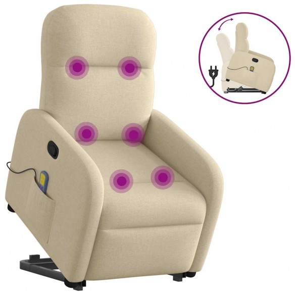 Fauteuil inclinable de massage Crème Tissu