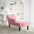 Fauteuil long avec accoudoir droit rose velours