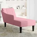 Fauteuil long avec accoudoir droit rose velours