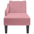 Fauteuil long avec accoudoir droit rose velours