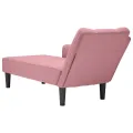 Fauteuil long avec accoudoir droit rose velours