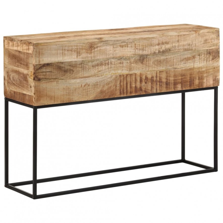 Table console 110x30x75 cm bois de manguier massif brut et fer