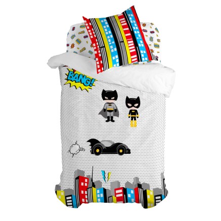 Parure de couette HappyFriday Mr Fox Bat Multicouleur Lit 1 persone 2