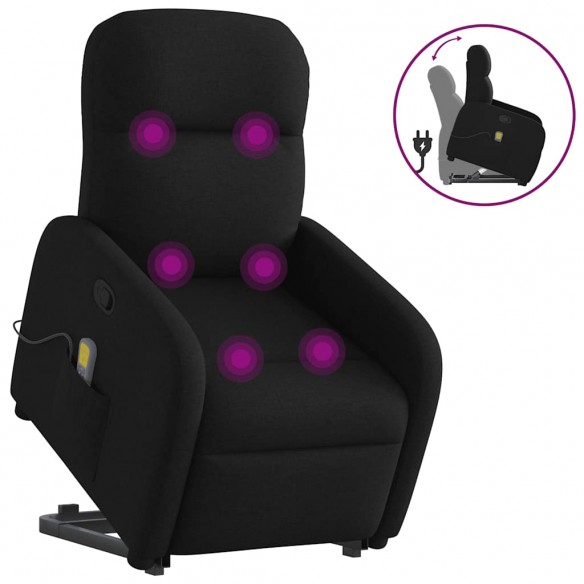 Fauteuil de massage inclinable Noir Tissu