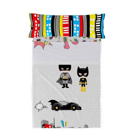 Juego de Sábanas HappyFriday Mr Fox Bat Multicolor Cama de 80/90 2 Pi
