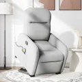 Fauteuil inclinable de massage électrique gris nuage tissu