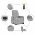 Fauteuil inclinable de massage électrique gris nuage tissu