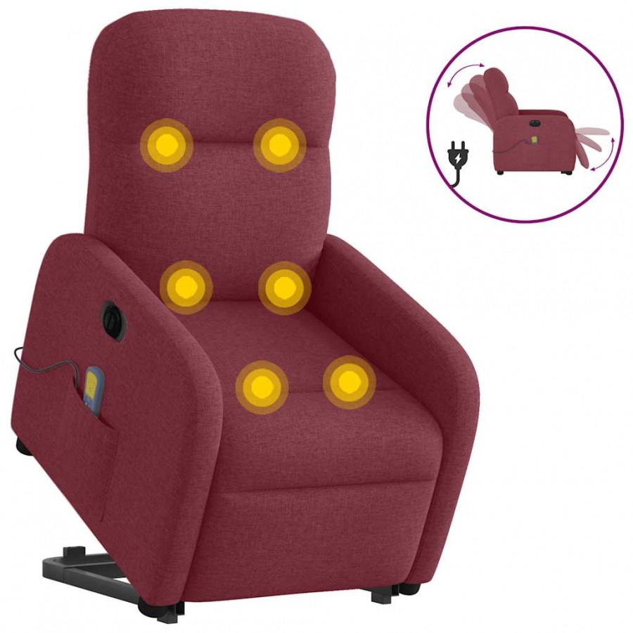 Fauteuil inclinable de massage électrique Rouge bordeaux Tissu