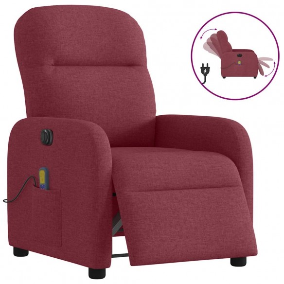 Fauteuil de massage inclinable électrique Rouge bordeaux Tissu