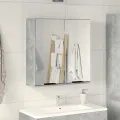 Armoire à miroir de salle de bain gris béton bois d'ingénierie
